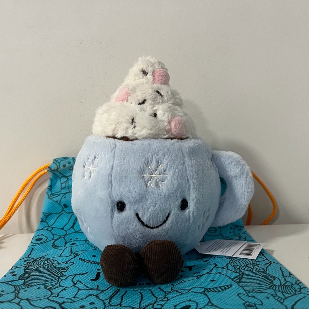 Jellycat Authentic Amuseable Hot Chocolate With Marshmallows & Bag NWT